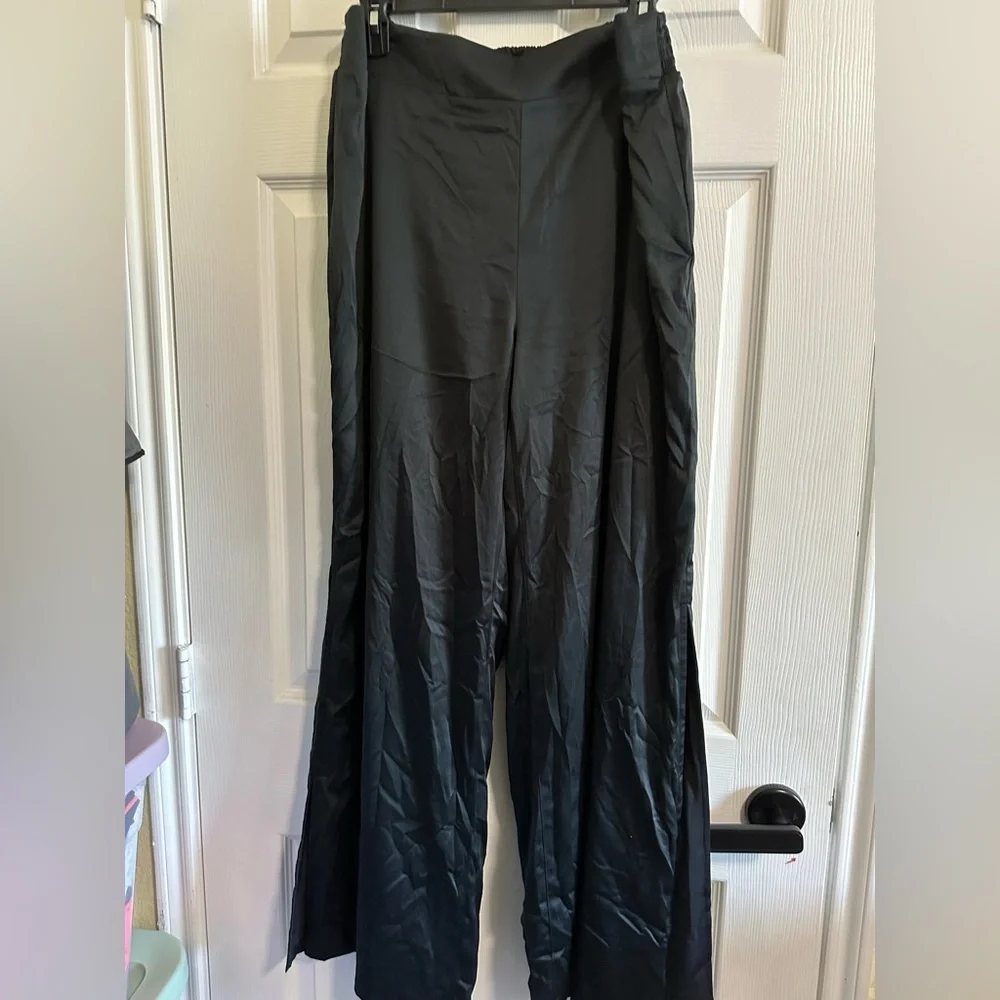 NWT NINA PARKER Trendy Plus Size Side Slit Pants Black 0X Anthracite - Picture 5 of 5